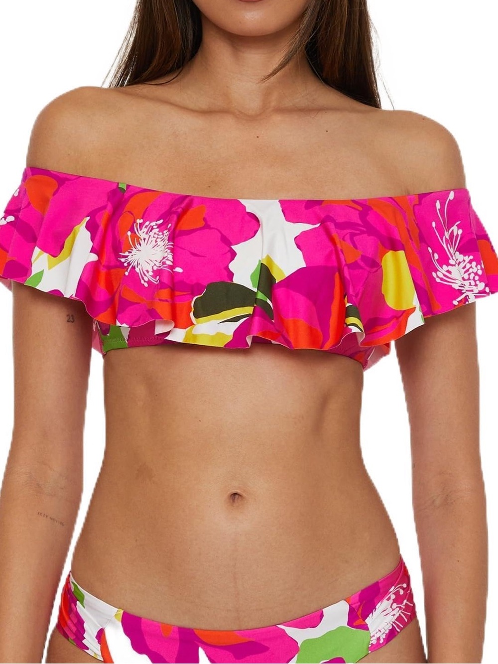 NWT Trina Turk Two Piece Bikini Set Off Shoulder Bandeau Top Reversible Bottoms